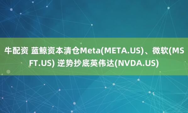 牛配资 蓝鲸资本清仓Meta(META.US)、微软(MSFT.US) 逆势抄底英伟达(NVDA.US)