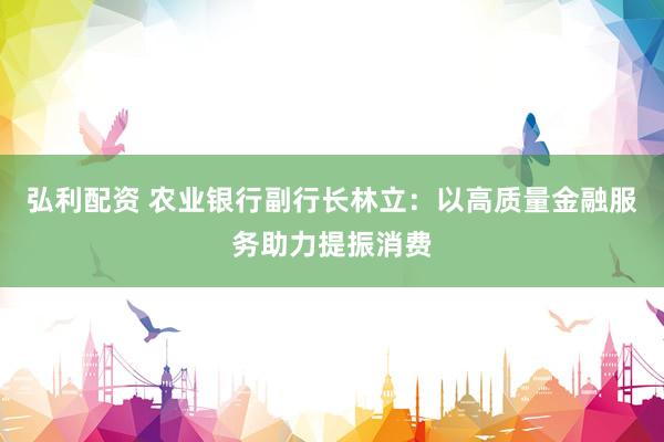 弘利配资 农业银行副行长林立：以高质量金融服务助力提振消费